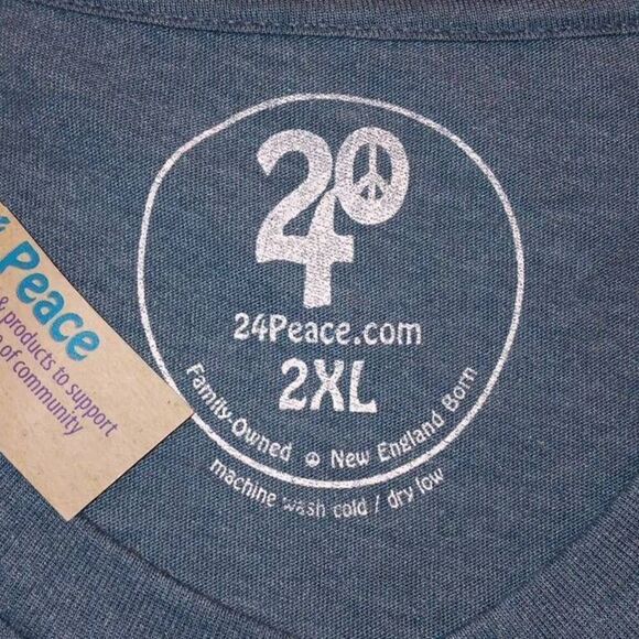 Long-sleeved Tshirt 2XL Mountain Graphics Brand 24Peace.com Color Teal Blue NWT - Picture 3 of 7